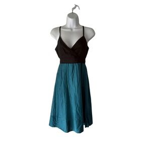 The Limited Dress Y2k‎ 6 Black Teal Fit Flare Sleeveless Babydoll Silk Fairy